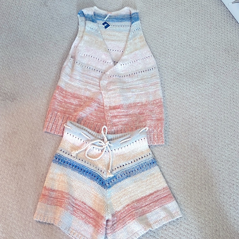 NWT Free People Sweater Shorts and Vest Set